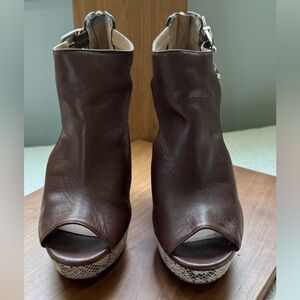 Brown Peep-Toe Ankle Boot/ High Heels